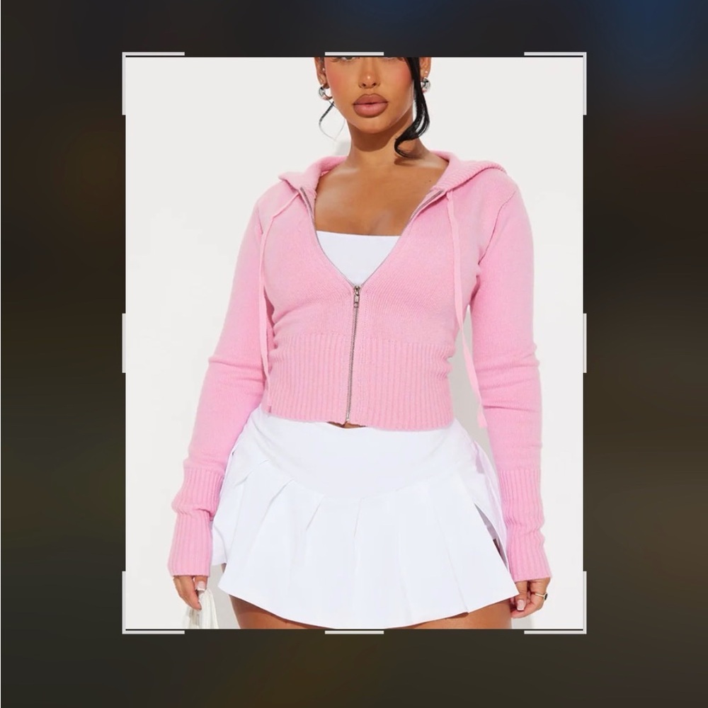 Fashion Nova Pink Hooded Cardigan - Picture 2 of 4